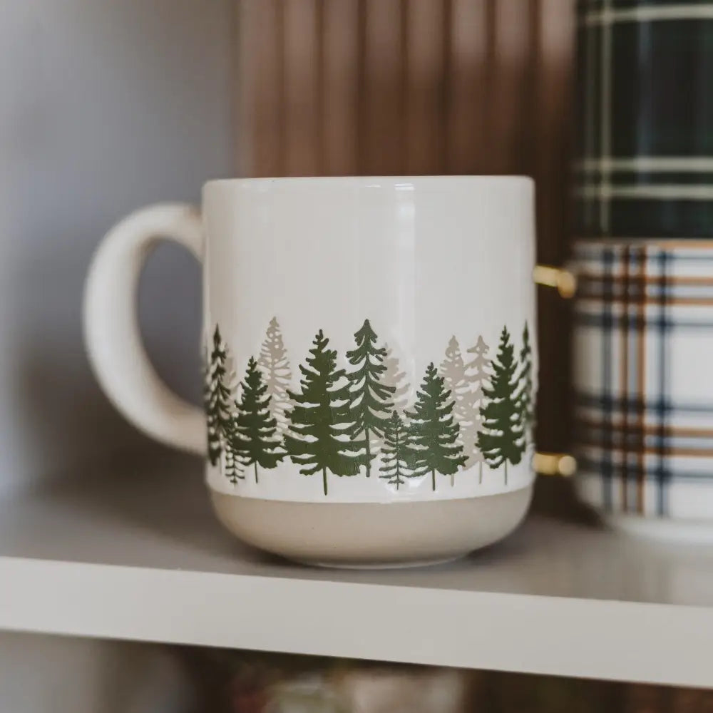 Forest 14 oz Cream Stoneware Coffee Mug - Coffee Mugs