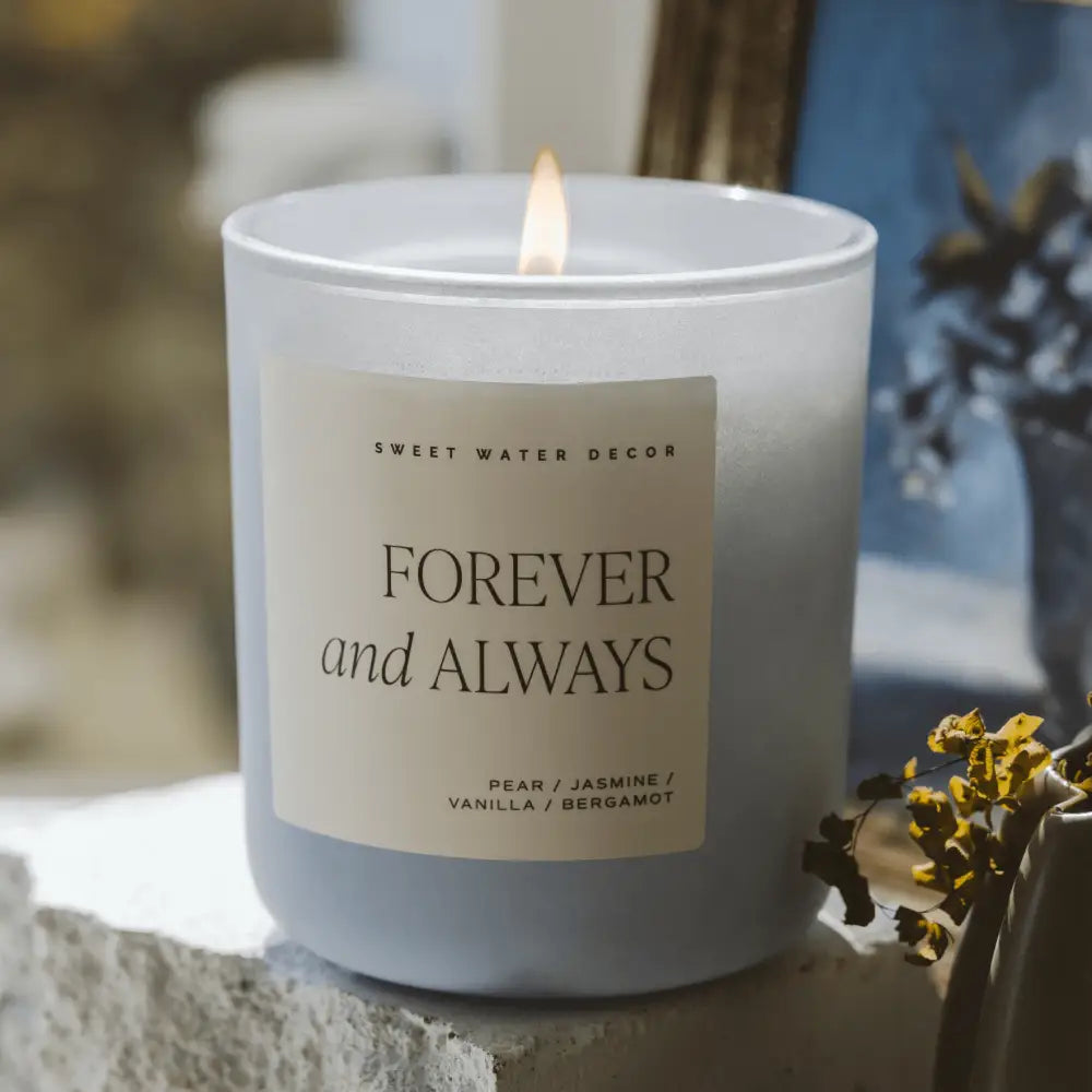 Forever and Always Soy Candle - Blue Matte Jar - 15 oz (Cashmere and Vanilla) - Candles