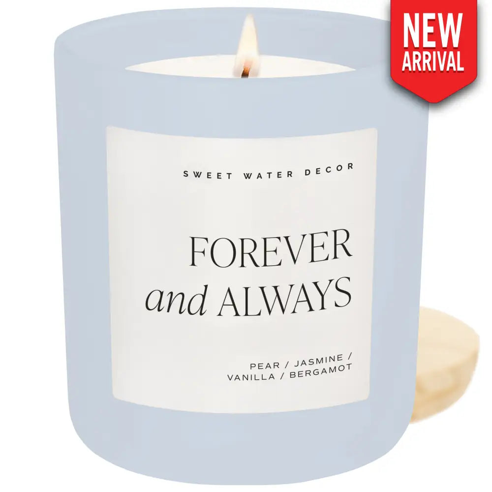 Forever and Always Soy Candle - Blue Matte Jar - 15 oz (Cashmere and Vanilla) - Candles