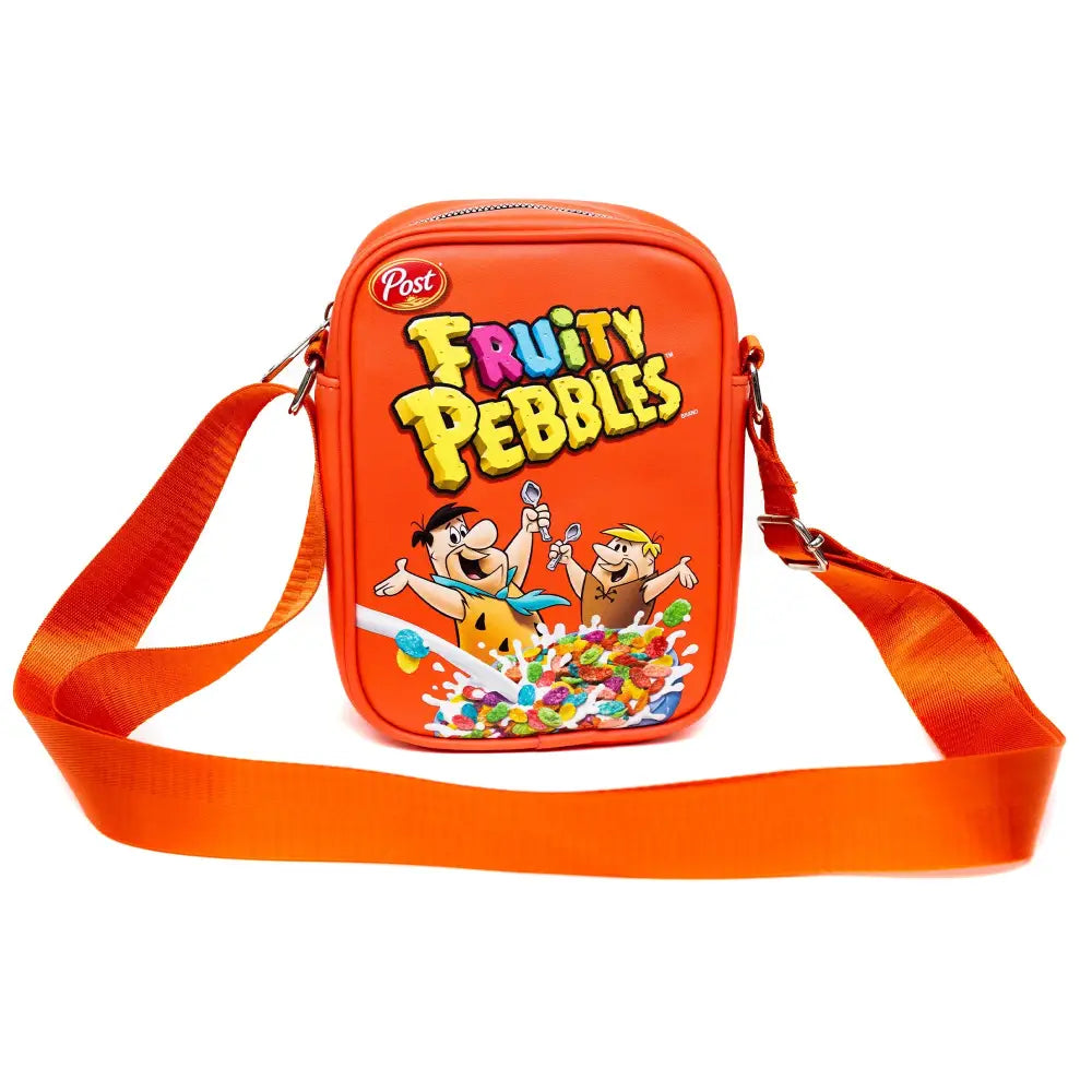 The Flintstones Bag Cross Body Fruity Pebbles Fred and Barney Cereal Box Replica Bright Red Vegan Leather Crossbody Bags