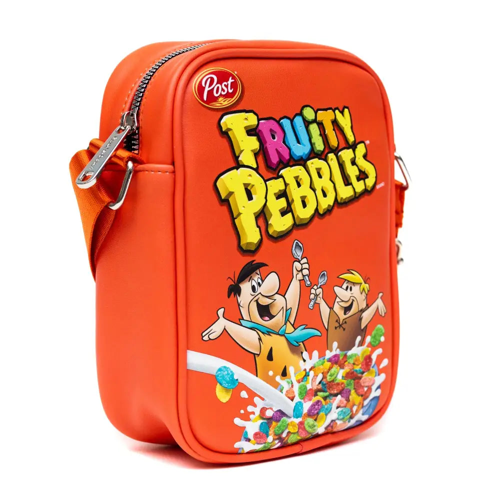The Flintstones Bag Cross Body Fruity Pebbles Fred and Barney Cereal Box Replica Bright Red Vegan Leather Crossbody Bags