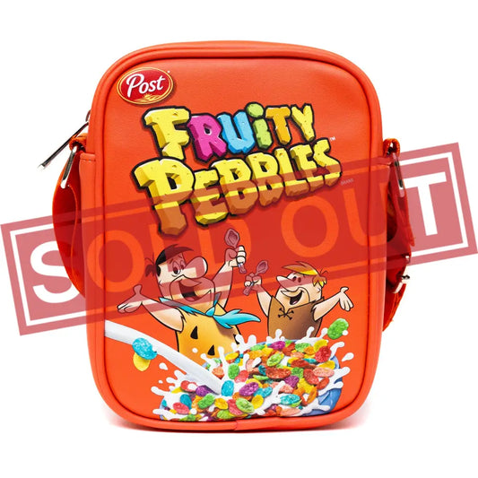 The Flintstones Bag Cross Body Fruity Pebbles Fred and Barney Cereal Box Replica Bright Red Vegan Leather Crossbody Bags