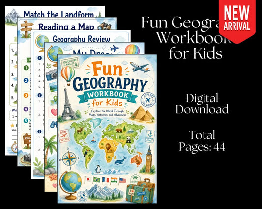 Fun Geography Workbook for Kids - Digital Download