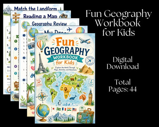 Fun Geography Workbook for Kids - Digital Download