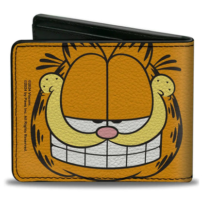 Bi-Fold Wallet - Garfield Smiling Face Character Close-Up Orange Bi-Fold Wallets