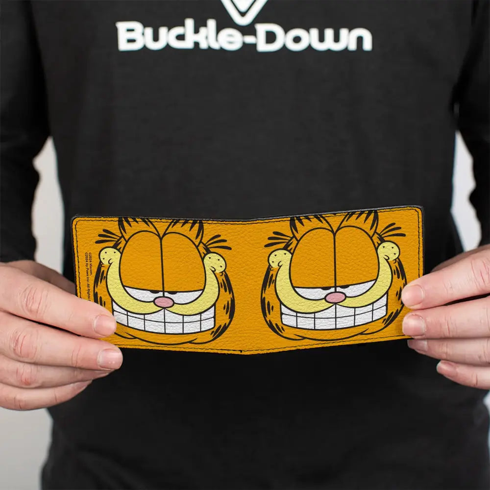 Bi-Fold Wallet - Garfield Smiling Face Character Close-Up Orange Bi-Fold Wallets