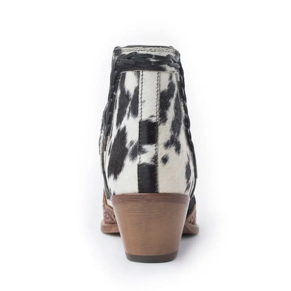 Myra Georgina Hairon Boots for Women - Spilt-Top Handtooled Pointed Toe Cowgirl Boots for Rustic Rodeo Glam - SHOES