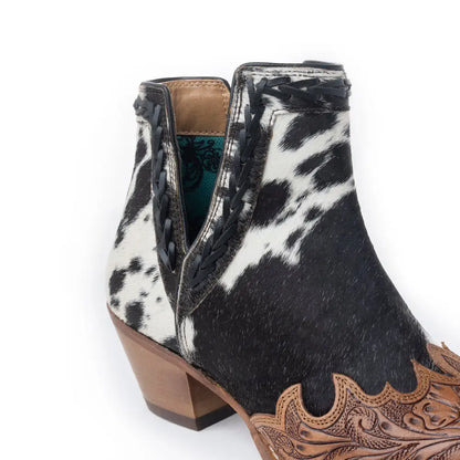 Myra Georgina Hairon Boots for Women - Spilt-Top Handtooled Pointed Toe Cowgirl Boots for Rustic Rodeo Glam - SHOES