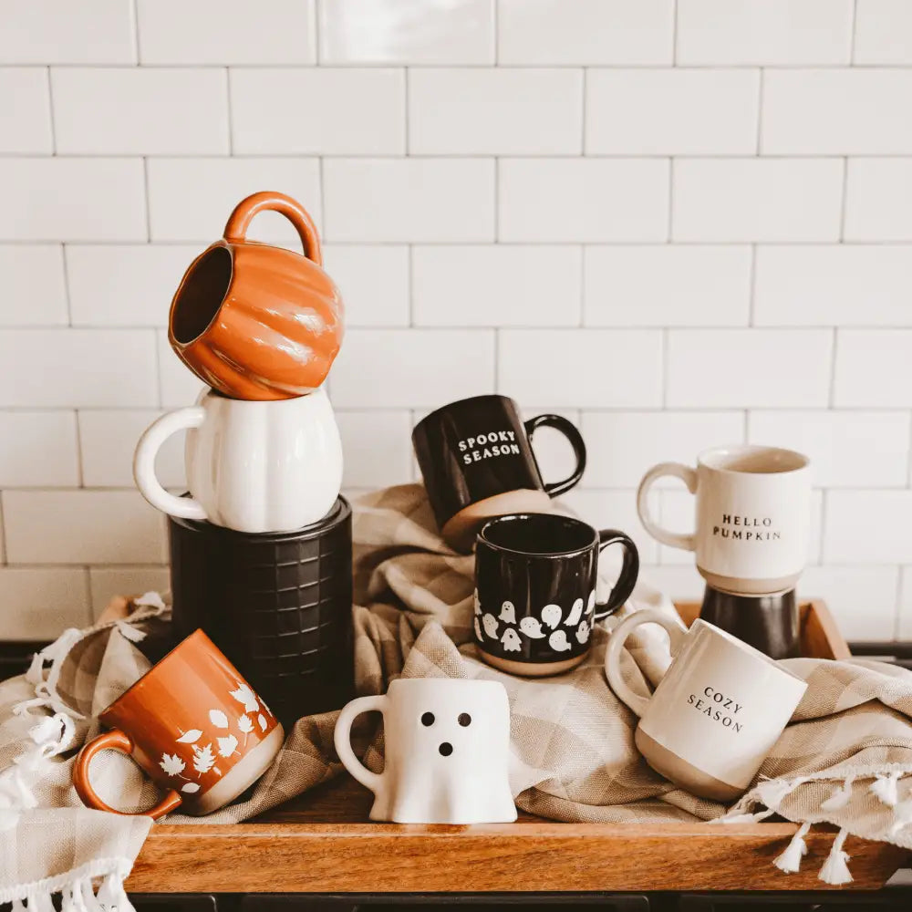 Ghosts 14 oz Black Stoneware Coffee Mug - Coffee Mugs
