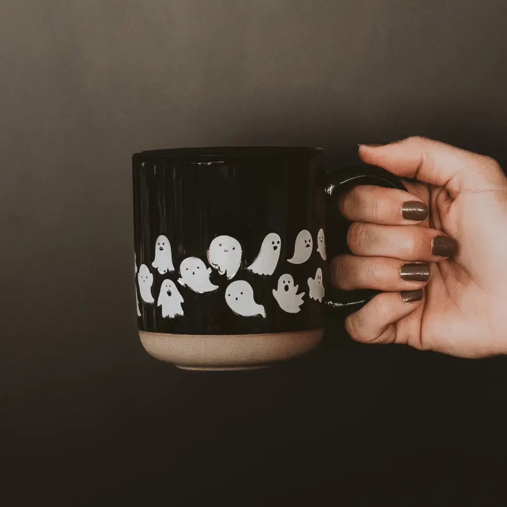 Ghosts 14 oz Black Stoneware Coffee Mug - Coffee Mugs
