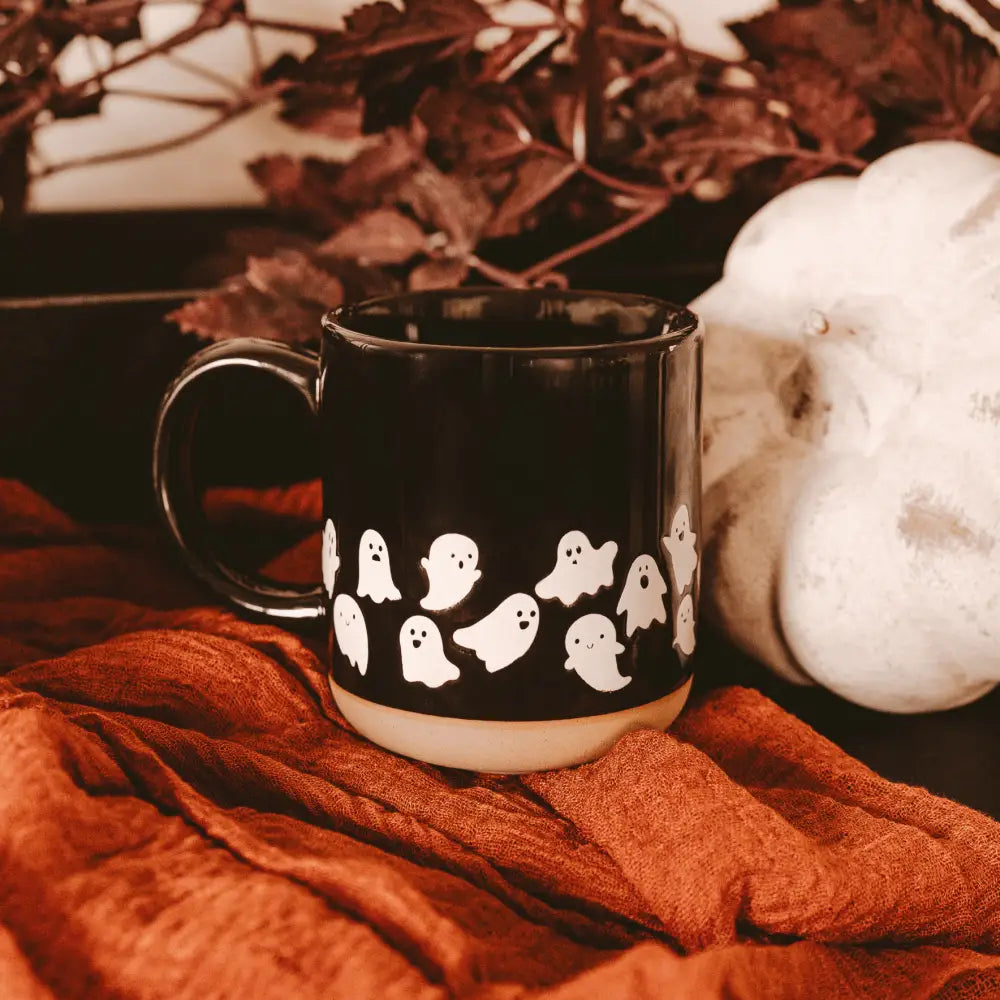 Ghosts 14 oz Black Stoneware Coffee Mug - Coffee Mugs