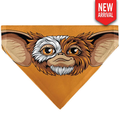 Pet Bandana - Gizmo Face and GREMLINS 1984 Varsity Text Beige/Blue/Yellow - Pet Bandanas
