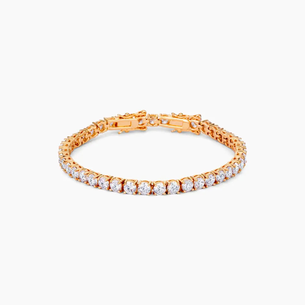 17.6 Ct Gold Plated Tennis Bracelet with Shimmering Round CZ - Bracelets