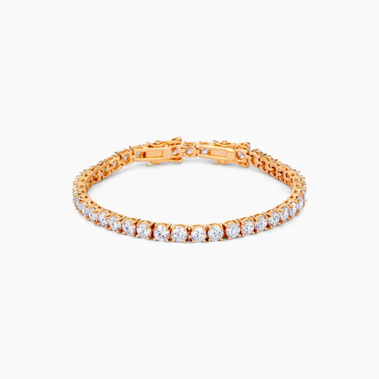 17.6 Ct Gold Plated Tennis Bracelet with Shimmering Round CZ - Bracelets