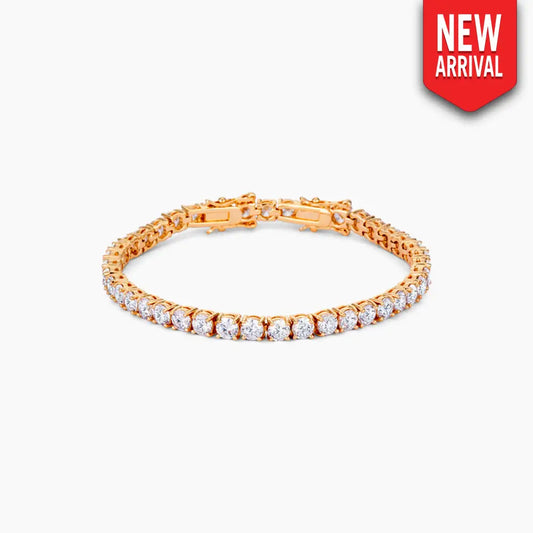 17.6 Ct Gold Plated Tennis Bracelet with Shimmering Round CZ - Bracelets
