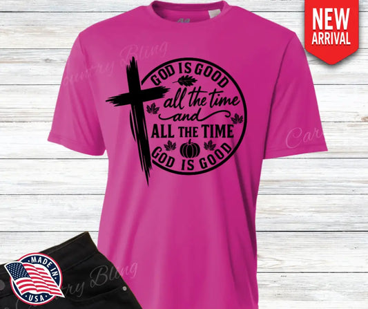 God Is Good – Multi Small / Short / Fuchsia Shirt