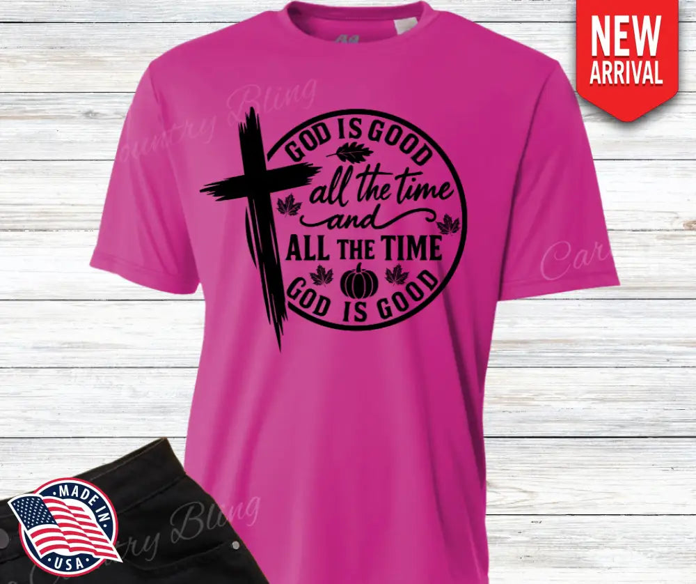 God Is Good – Multi Small / Short / Fuchsia Shirt