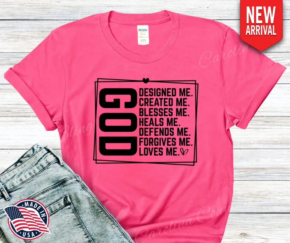 God Loves Me – Multi Small / Pink Shirt