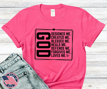 God Loves Me – Multi Small / Pink Shirt