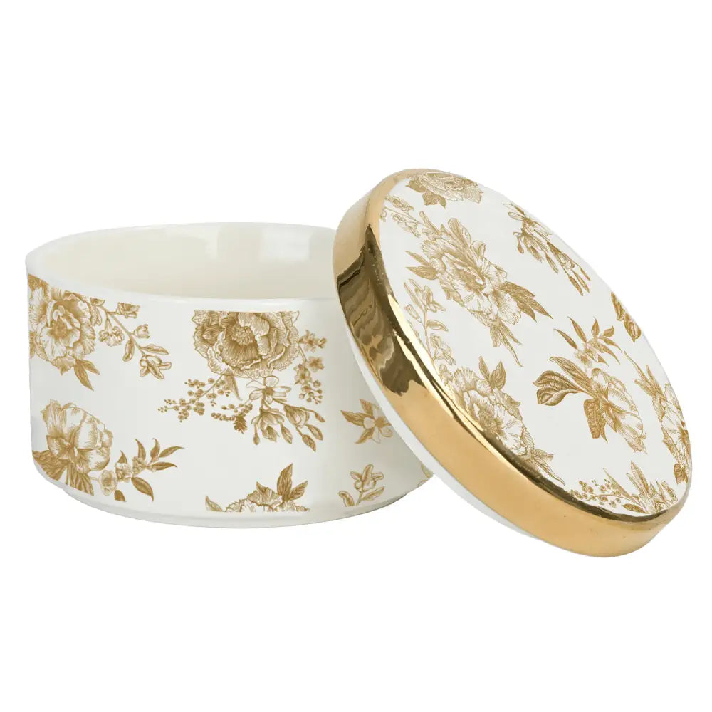 Gold Delft Trinket Dish with Lid - Trinket Box