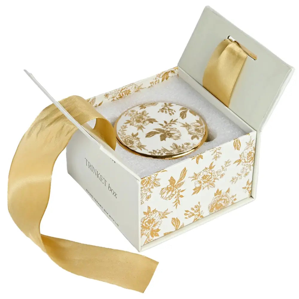 Gold Delft Trinket Dish with Lid - Trinket Box