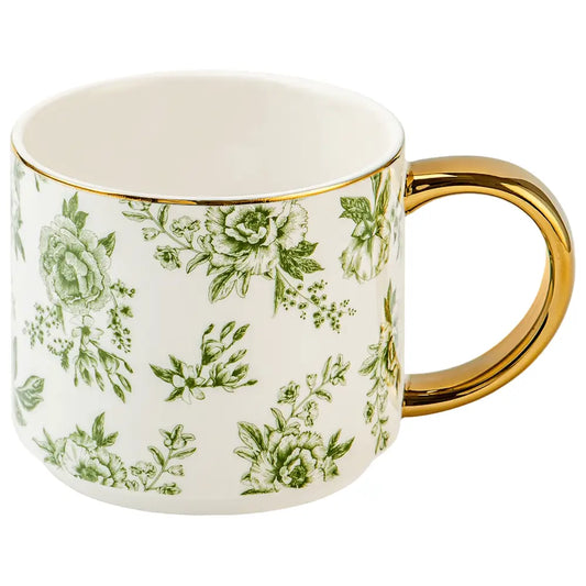 Green Delft 14 oz Coffee Mug Coffee Mugs