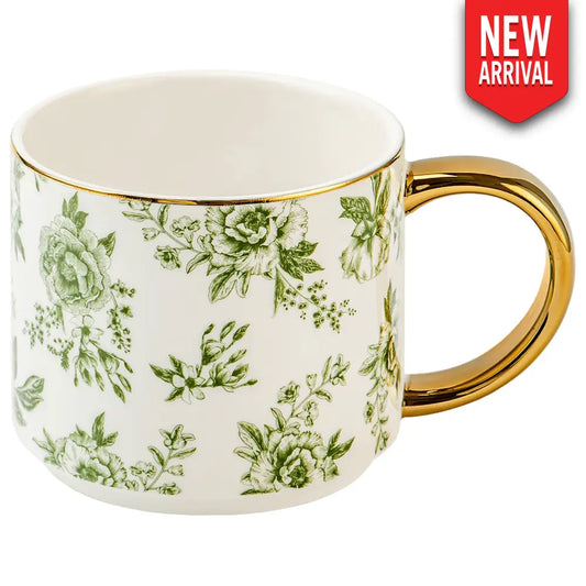 Green Delft 14 oz Coffee Mug Coffee Mugs