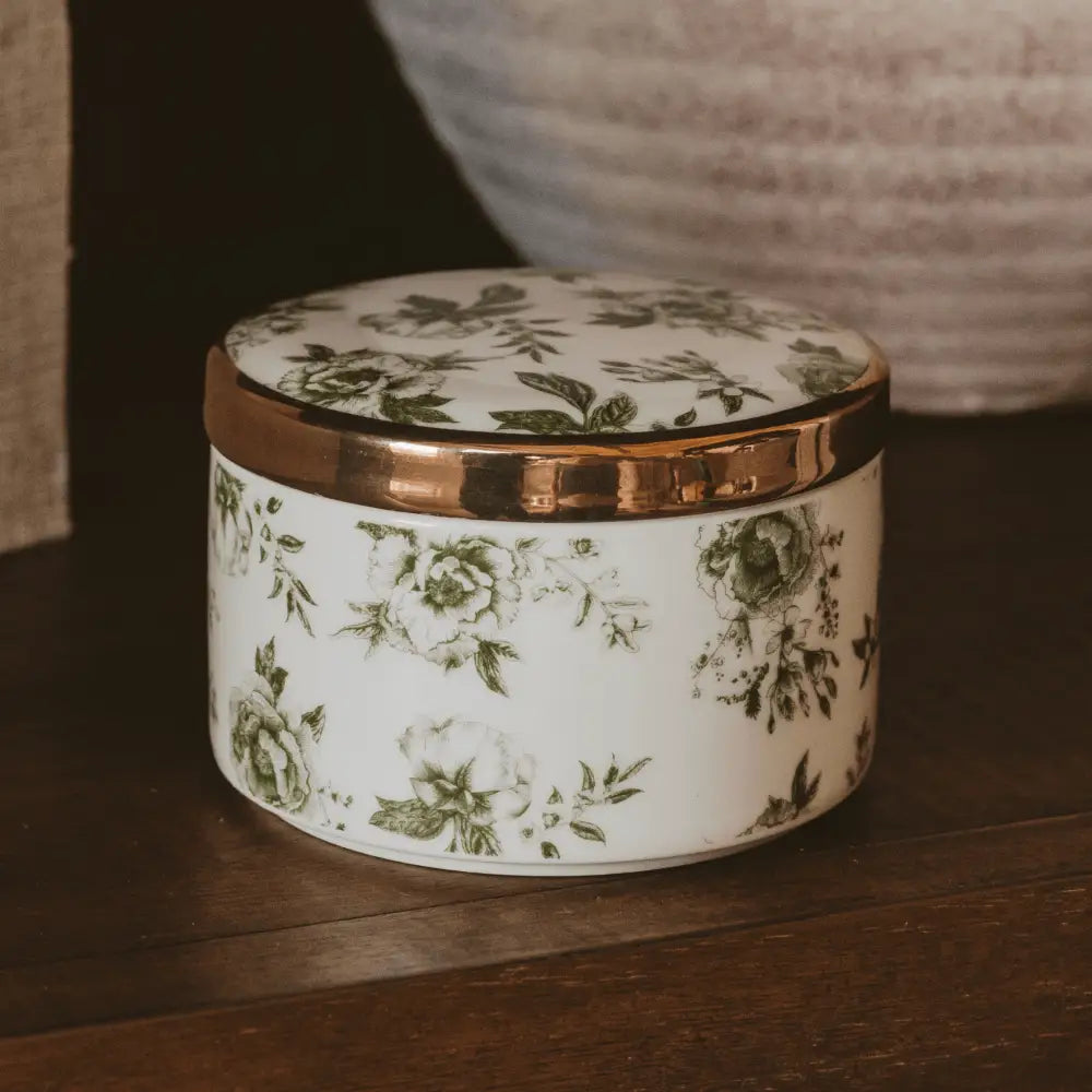 Green Delft Trinket Dish with Lid - Trinket Box