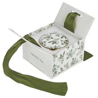 Green Delft Trinket Dish with Lid - Trinket Box