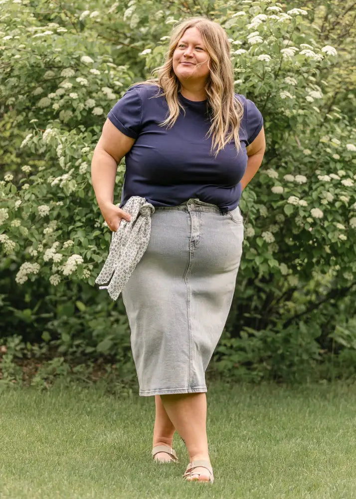 Greta Light Wash Midi Denim Skirt - FINAL SALE - IC Skirts