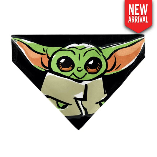 Pet Bandana - Star Wars Grogu Baby Yoda Smiling Impression Painting Black Pet Bandanas