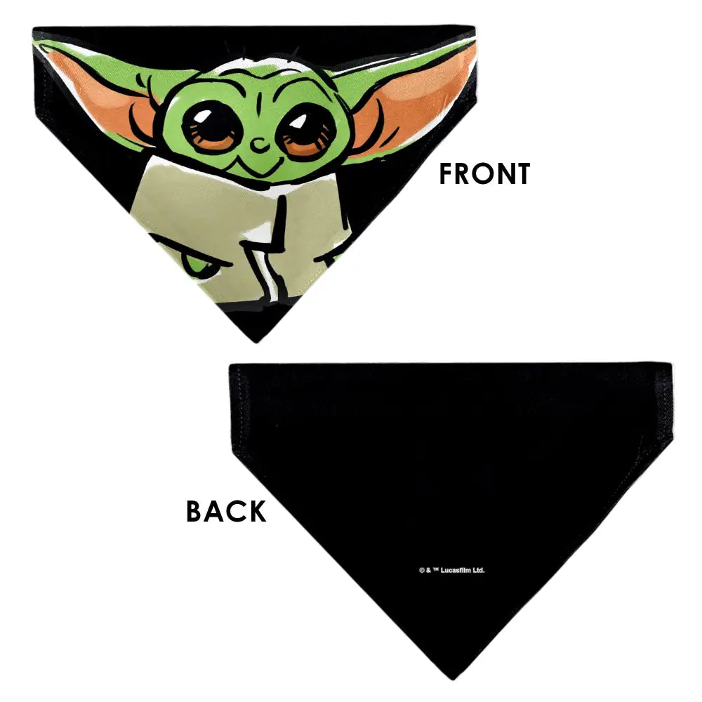 Pet Bandana - Star Wars Grogu Baby Yoda Smiling Impression Painting Black Pet Bandanas