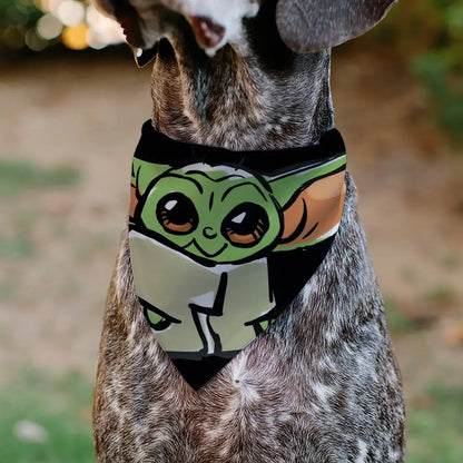 Pet Bandana - Star Wars Grogu Baby Yoda Smiling Impression Painting Black Pet Bandanas
