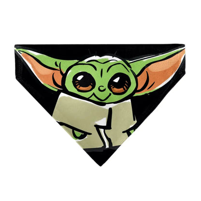 Pet Bandana - Star Wars Grogu Baby Yoda Smiling Impression Painting Black Pet Bandanas