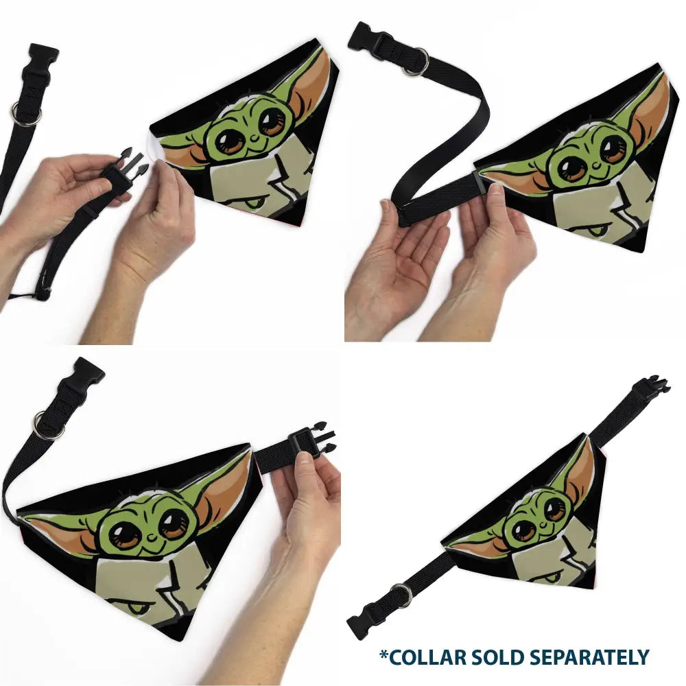 Pet Bandana - Star Wars Grogu Baby Yoda Smiling Impression Painting Black Pet Bandanas