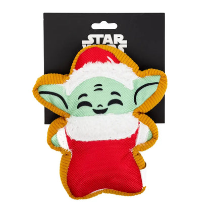 Dog Toy Squeaker Plush - Star Wars Holiday Grogu Santa Cookie Replica Dog Toy Squeaky Plush