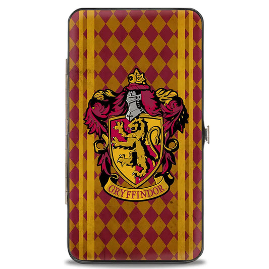 Hinged Wallet - GRYFFINDOR Crest Stripes Diamonds Red Golds Hinged Wallets