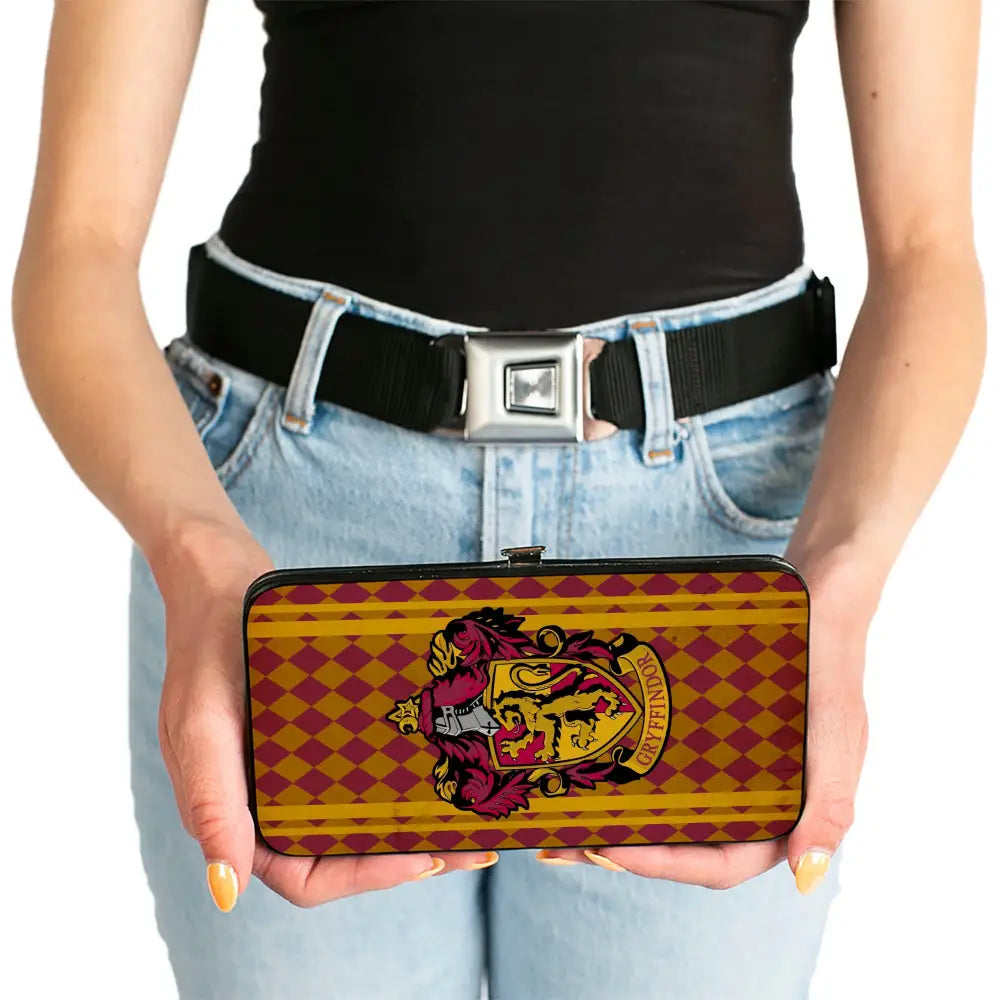 Hinged Wallet - GRYFFINDOR Crest Stripes Diamonds Red Golds Hinged Wallets