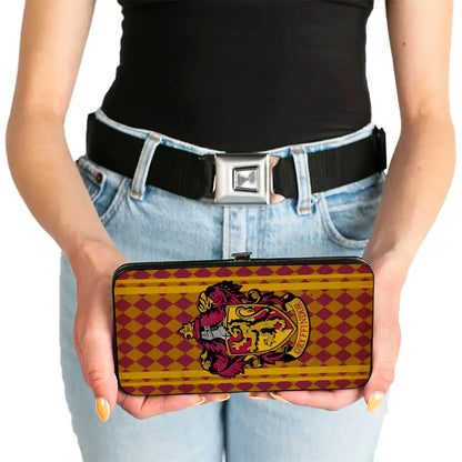 Hinged Wallet - GRYFFINDOR Crest Stripes Diamonds Red Golds Hinged Wallets