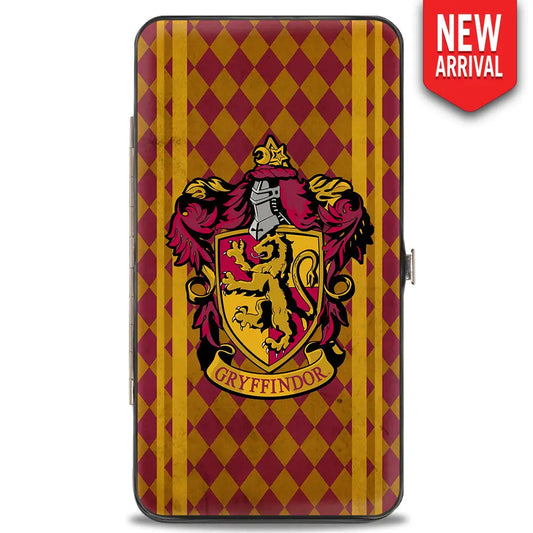 Hinged Wallet - GRYFFINDOR Crest Stripes Diamonds Red Golds Hinged Wallets