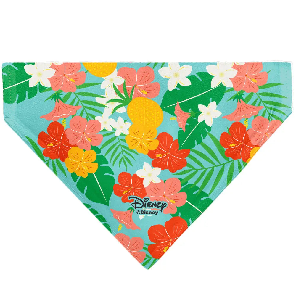 Pet Bandana - Lilo & Stitch Stitch Hang Loose Pose Floral Collage Blue Pet Bandanas