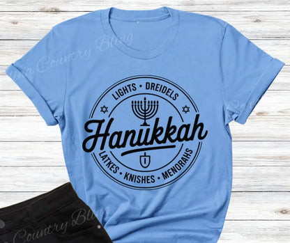 Hanukkah - Multi Small / Short / Blue Shirt
