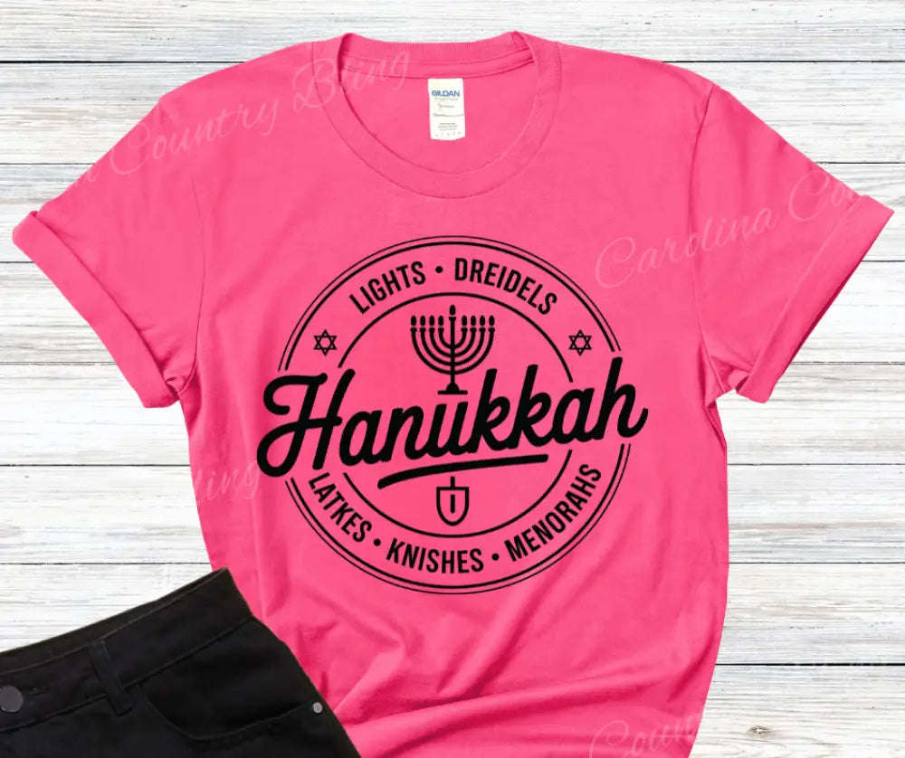 Hanukkah - Multi Small / Short / Pink Shirt