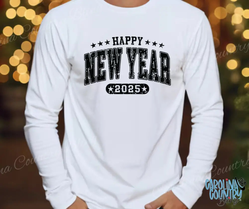 Happy 2025 – Multi Small / White Long Sleeve Shirt