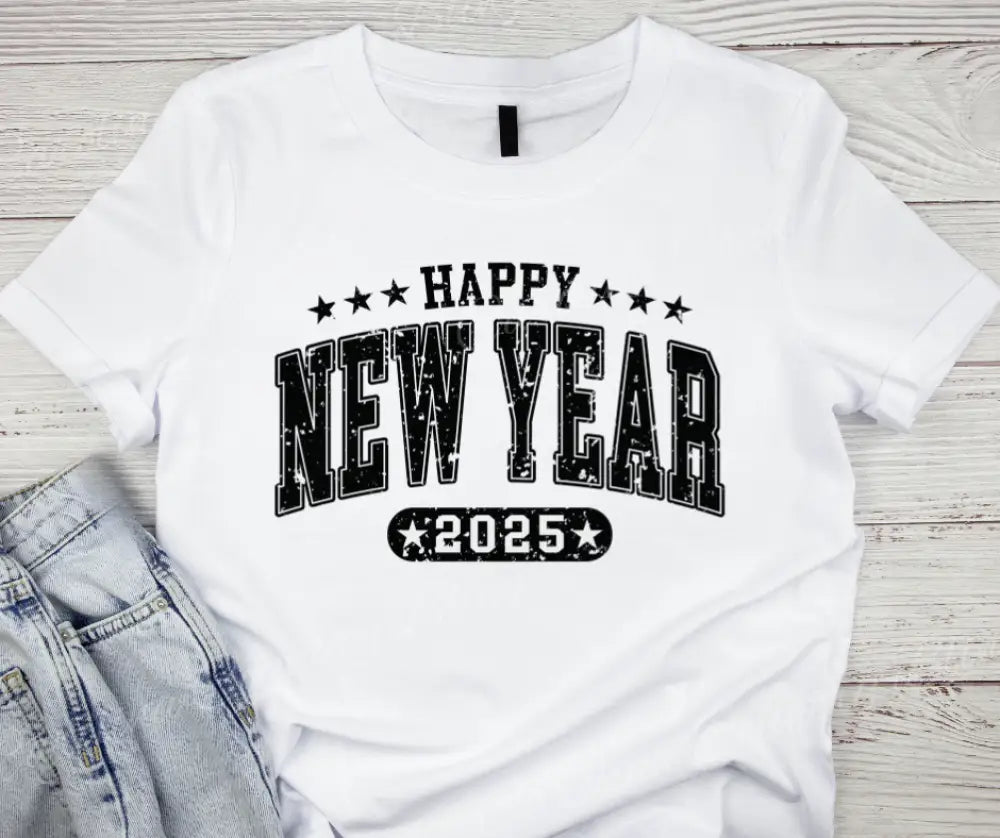 Happy 2025 – Multi Small / White Short Sleeve Shirt