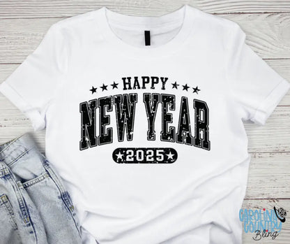 Happy 2025 – Multi Small / White Short Sleeve Shirt