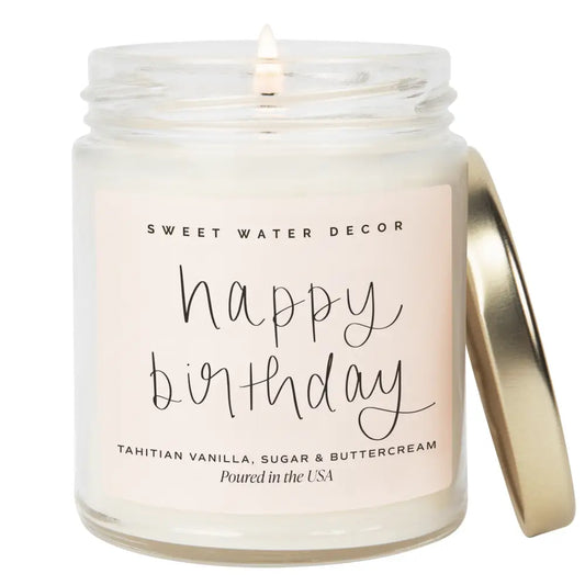 Happy Birthday Soy Candle - Clear Jar - 9 oz Candles