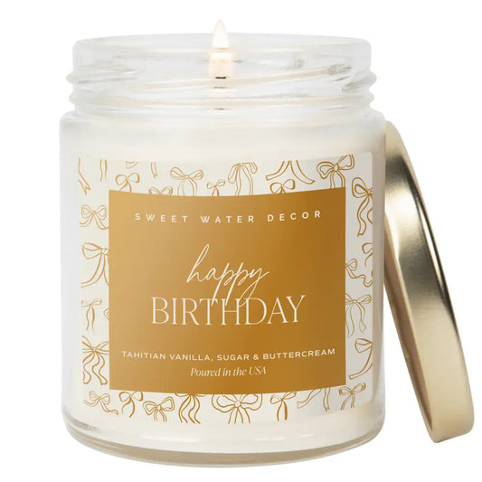 Happy Birthday Soy Candle - Clear Patterned Jar - 9 oz - Candles