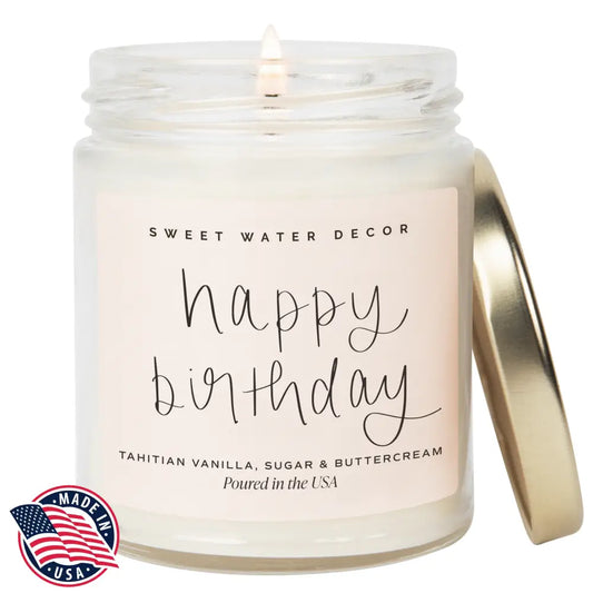 Happy Birthday Soy Candle - Clear Jar - 9 oz Candles