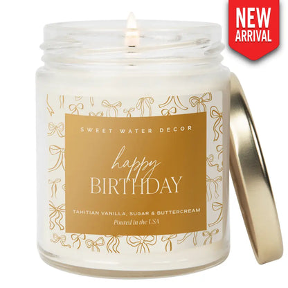 Happy Birthday Soy Candle - Clear Patterned Jar - 9 oz - Candles